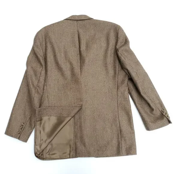 Chaps Ralph Lauren Brown Houndstooth Classic Wool Blazer Sport Coat Jacket 40R - Picture 7 of 11